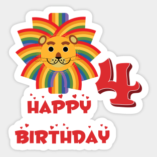 Happy birthday 4 rainbow lion Sticker